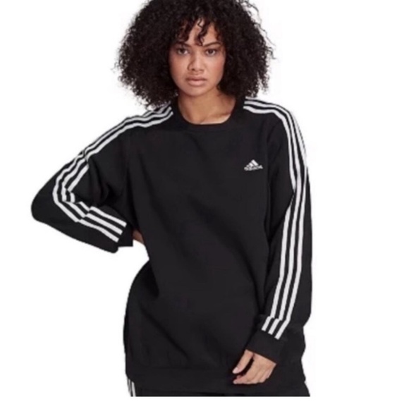 adidas Tops - Adidas Essentials Climalite 3-Stripe Fleece Crewneck Sweatshirt. Black size M